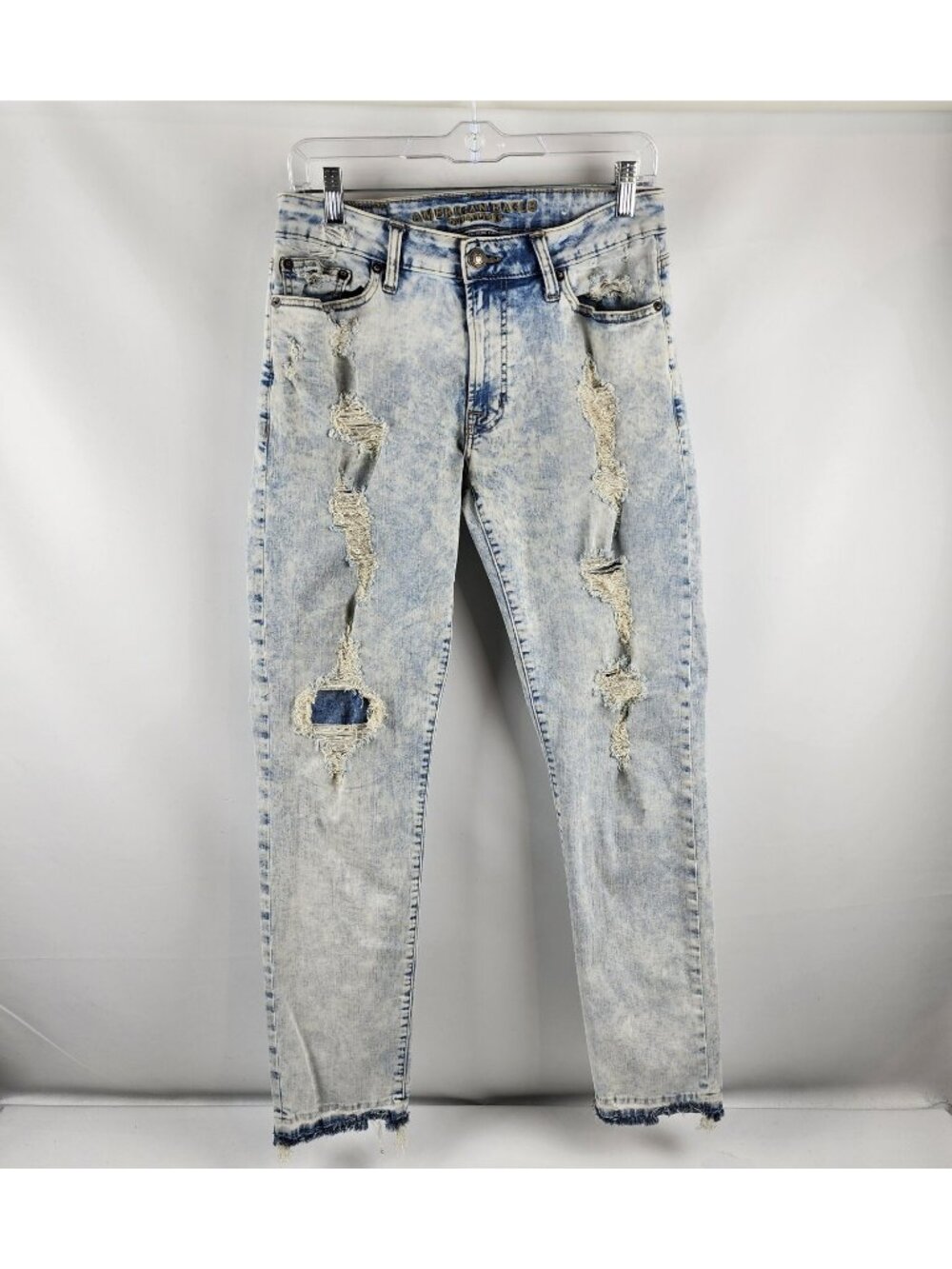 American Eagle Jeans Mens 30x31 Extreme Flex Light Blue Distressed Denim